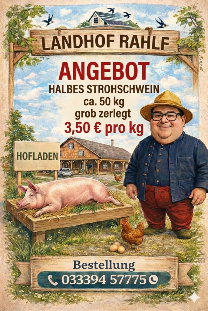 Angebot - halbes Strohschwein ca. 50kg grob zerlegt