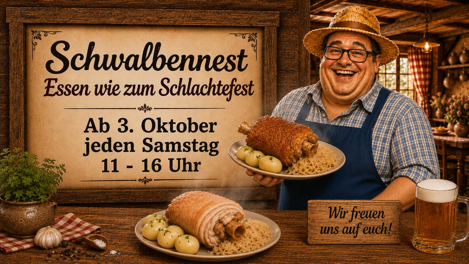 Essen wie zum Schlachtefest im Schwalbennest
