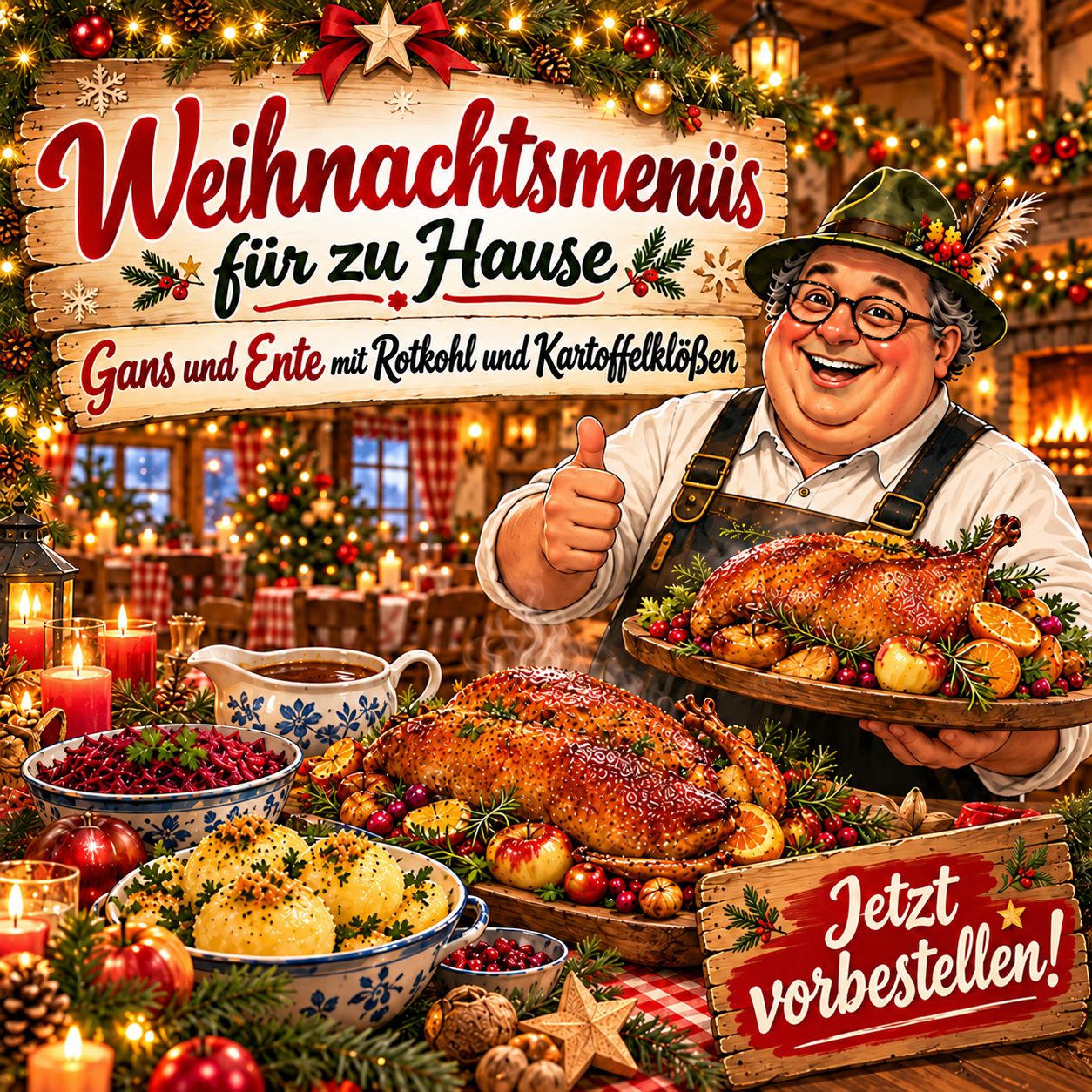Weihnachtsmenüs für zu Hause vom Landhof Rahlf – Gans und Ente mit Rotkohl und Kartoffelklößen